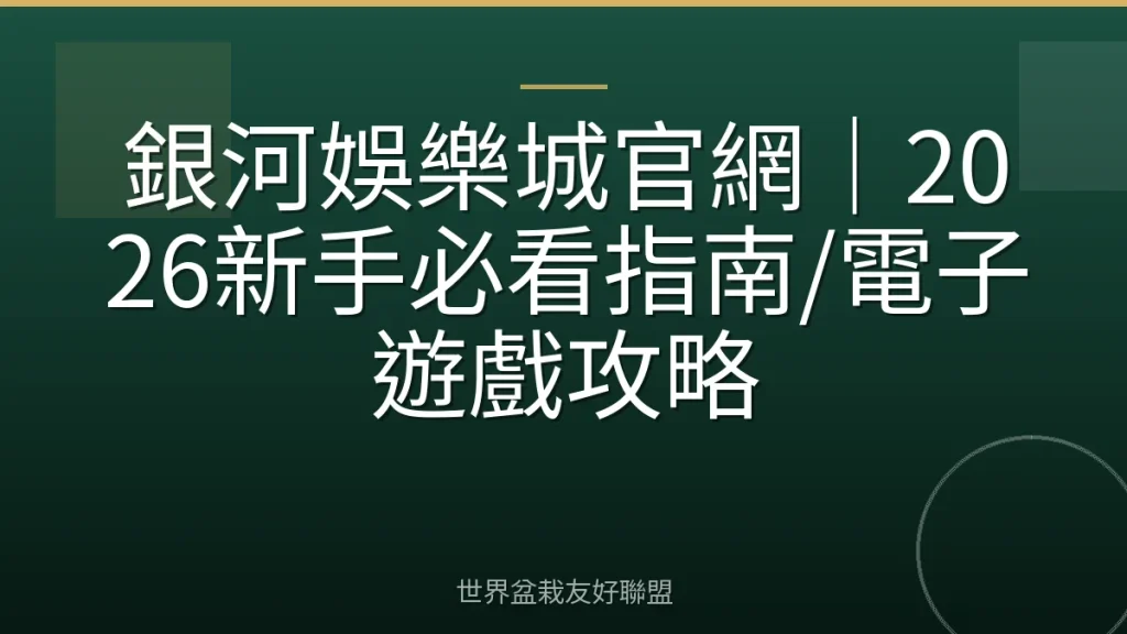銀河娛樂城官網|2026新手必看指南/電子遊戲攻略