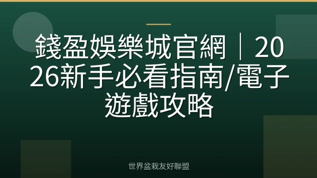 錢盈娛樂城官網｜2026新手必看指南/電子遊戲攻略