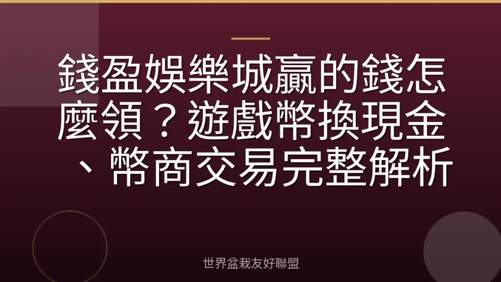 錢盈娛樂城贏的錢怎麼領？遊戲幣換現金、幣商交易完整解析