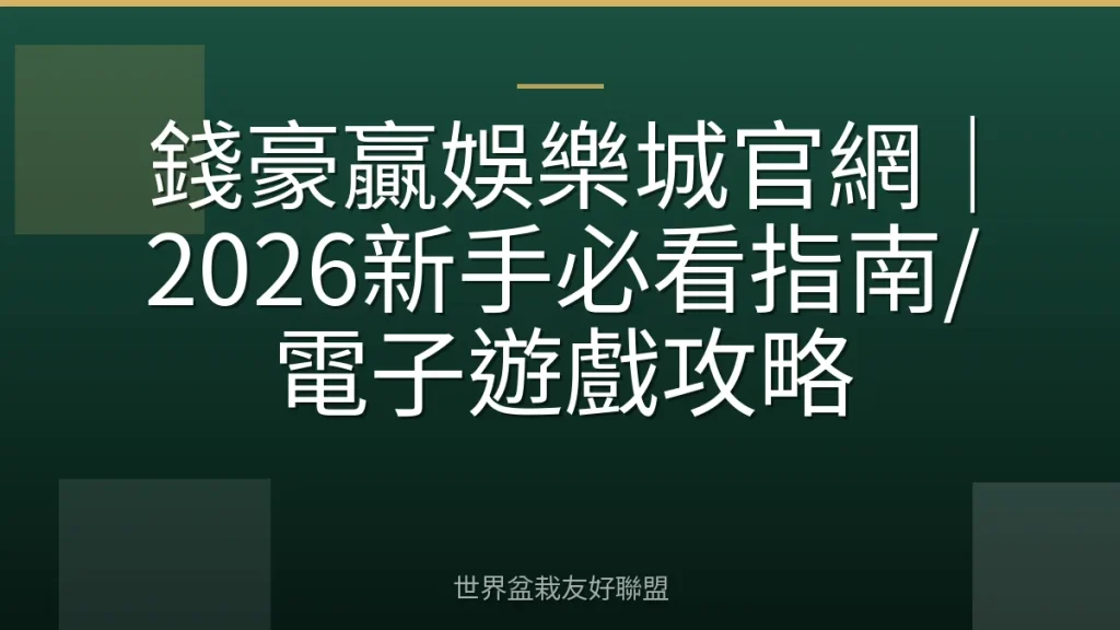 錢豪贏娛樂城官網|2026新手必看指南/電子遊戲攻略