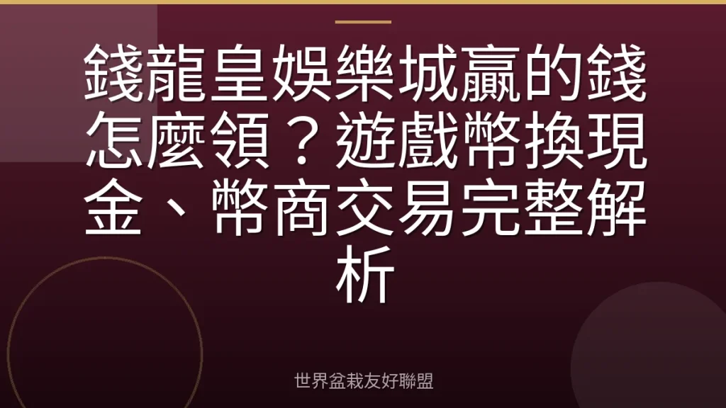 錢龍皇娛樂城贏的錢怎麼領?遊戲幣換現金、幣商交易完整解析