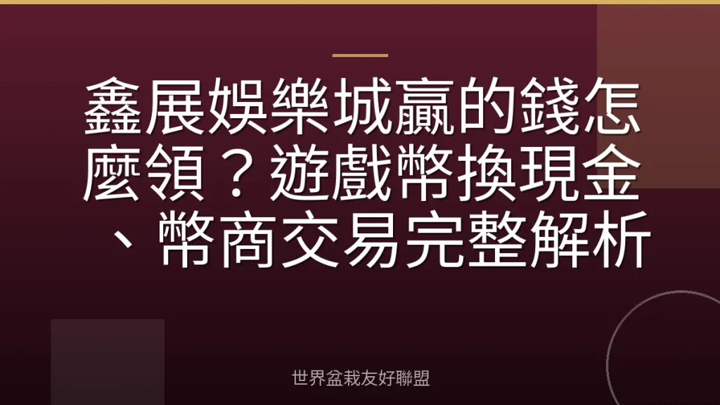 鑫展娛樂城贏的錢怎麼領?遊戲幣換現金、幣商交易完整解析