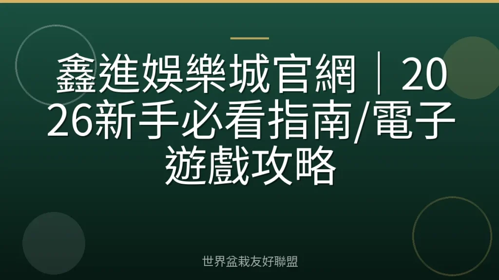 鑫進娛樂城官網|2026新手必看指南/電子遊戲攻略