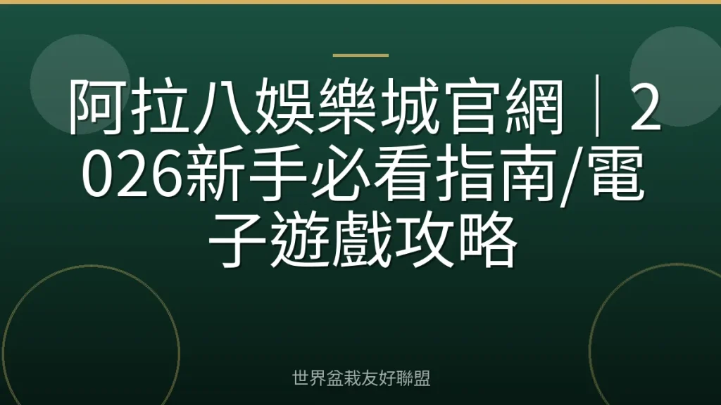 阿拉八娛樂城官網｜2026新手必看指南/電子遊戲攻略