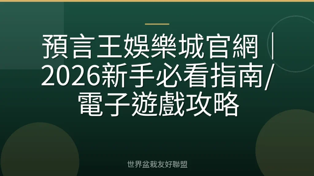 預言王娛樂城官網｜2026新手必看指南/電子遊戲攻略