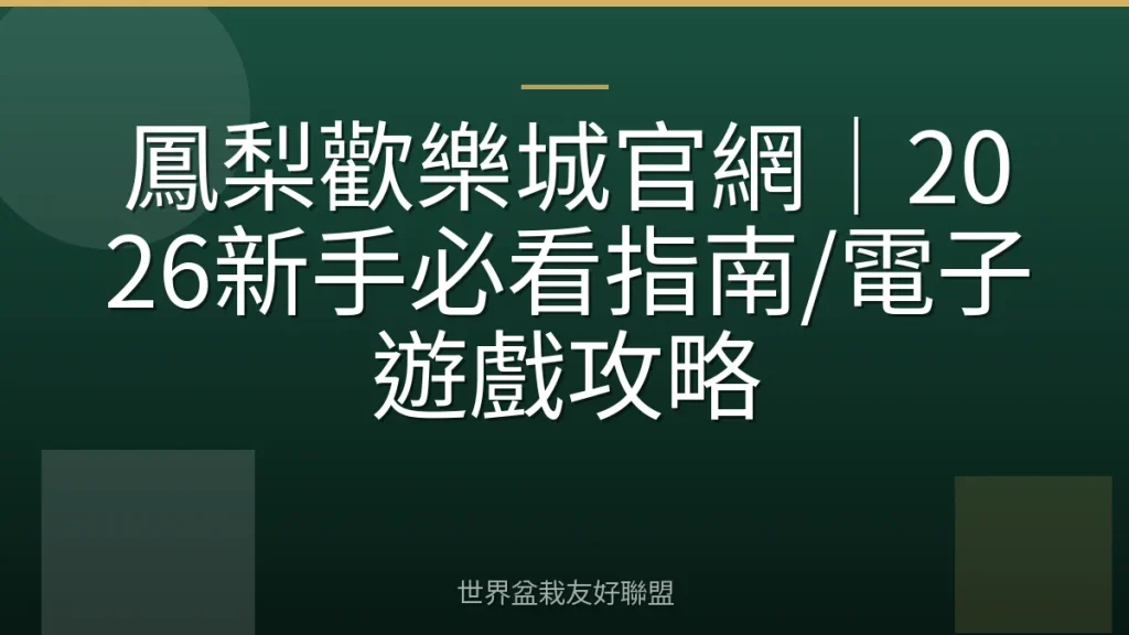 鳳梨歡樂城官網｜2026新手必看指南/電子遊戲攻略