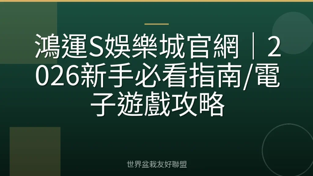 鴻運S娛樂城官網|2026新手必看指南/電子遊戲攻略