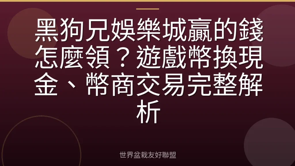 黑狗兄娛樂城贏的錢怎麼領？遊戲幣換現金、幣商交易完整解析